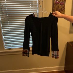 Color Swatch, light weight hooded pull over, Black with plaid, Size: Adult M